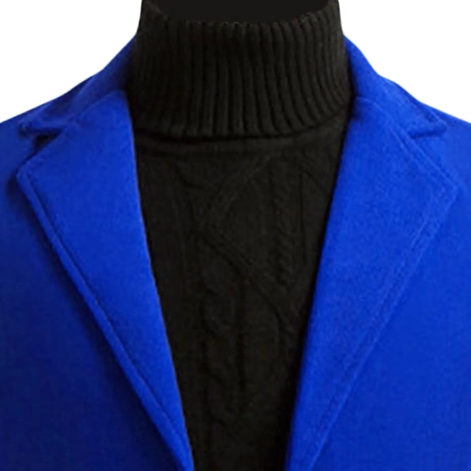 Maiyifu-GJ Men's Wool Blend Trench Coats Mid-Length Notched Collar Slim Overcoat Casual Business Single Breasted Long Jackets
