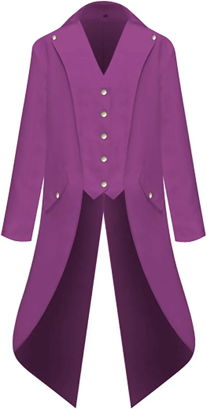 Mans Steampunk Trench Coat Medieval Victorian Gothic Stand Collar Long Coat Tailcoat Jacket Oversized Jackets