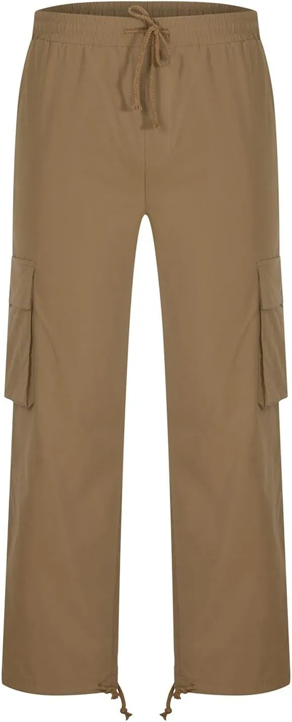 Men Cargo Sweatpants Loose Casual Work Pants Joggers Open Bottom Drawstring Cargos Athletic Cotton Straight Sweat Pant