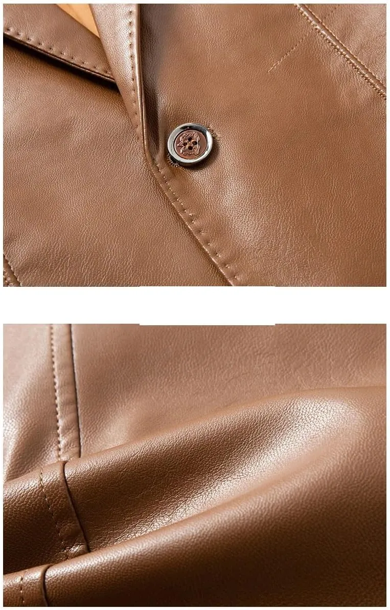 Men Leather Jacket Spring Autumn Solid Slim Fit Blazer Jackets Causal Oversized Coat