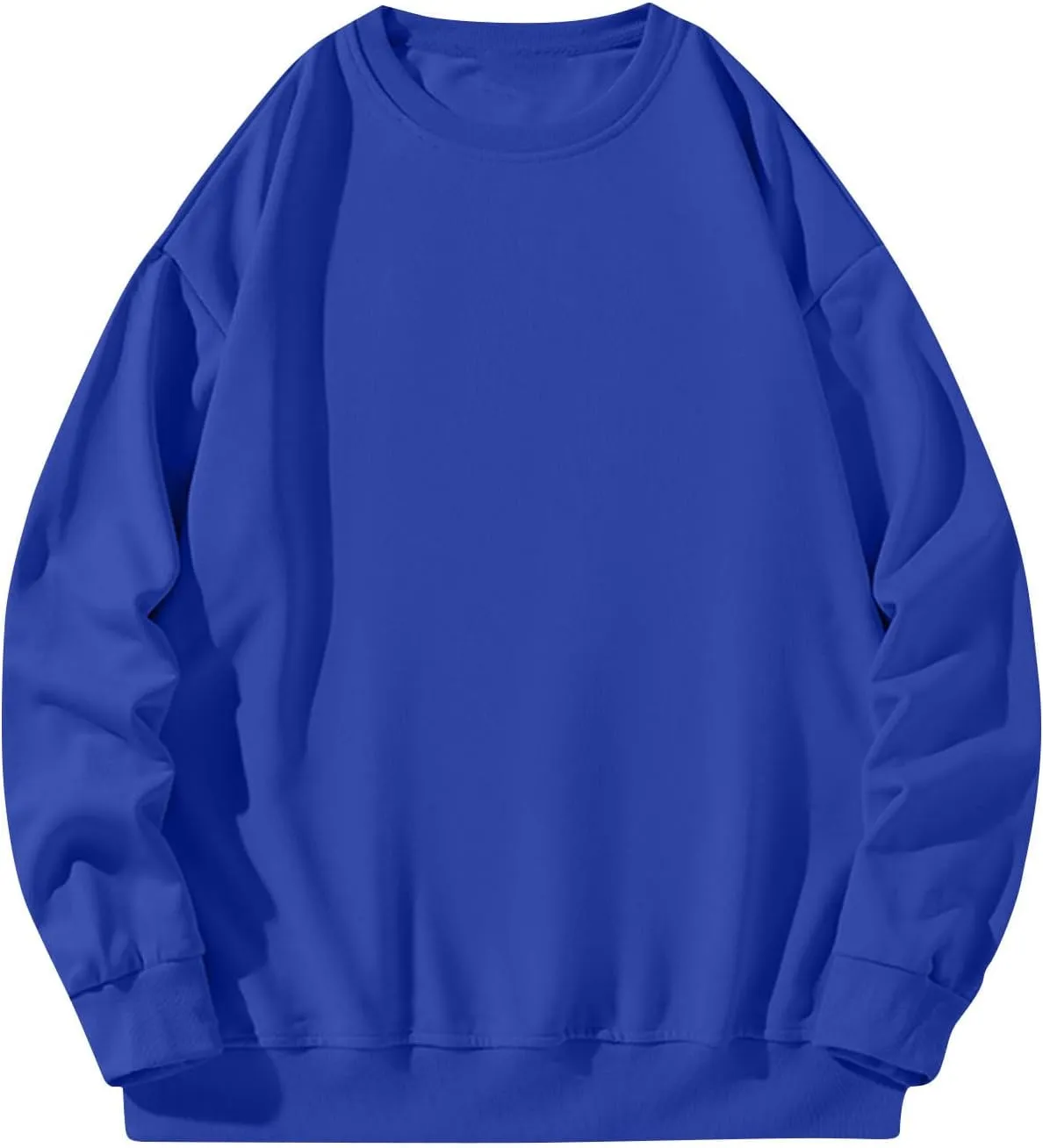 Men Oversized Sweatshirt Fleece Crewneck Long Sleeve Drop Shoulder Pullover Sweatshirts Soft Loose Basic Fall Outfits