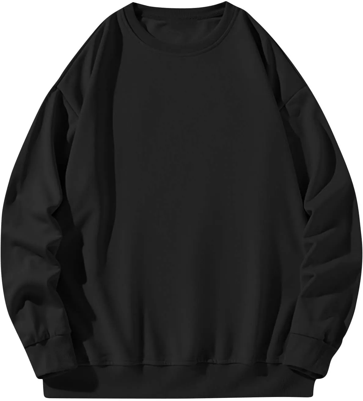 Men Oversized Sweatshirt Fleece Crewneck Long Sleeve Drop Shoulder Pullover Sweatshirts Soft Loose Basic Fall Outfits