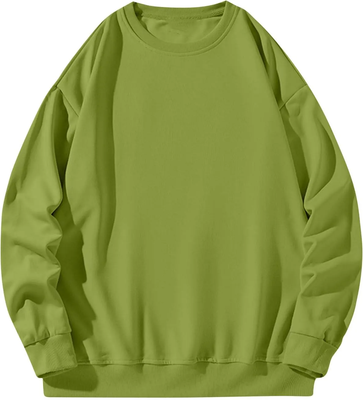 Men Oversized Sweatshirt Fleece Crewneck Long Sleeve Drop Shoulder Pullover Sweatshirts Soft Loose Basic Fall Outfits