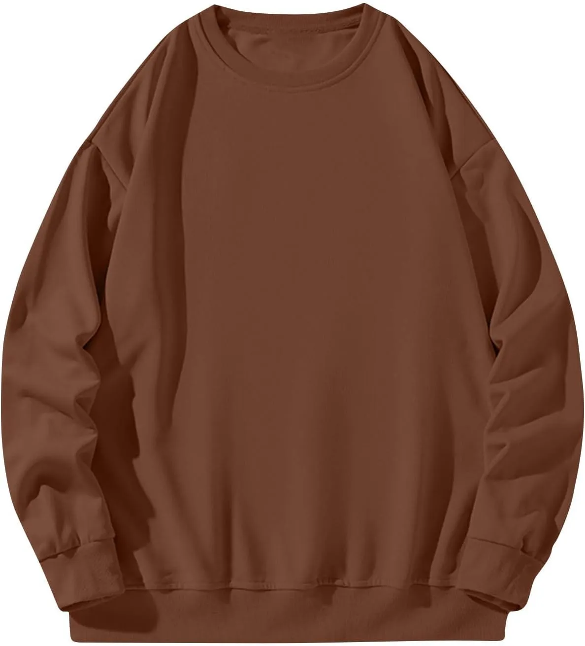 Men Oversized Sweatshirt Fleece Crewneck Long Sleeve Drop Shoulder Pullover Sweatshirts Soft Loose Basic Fall Outfits