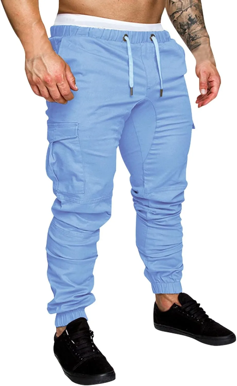 Mens 2023 Fashion Joggers Hiking Sweatpants Drawstring Waist Pants Work Sports Loose Fit Trousers with Pockets
