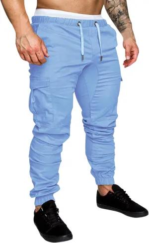 Mens 2023 Fashion Joggers Hiking Sweatpants Drawstring Waist Pants Work Sports Loose Fit Trousers with Pockets
