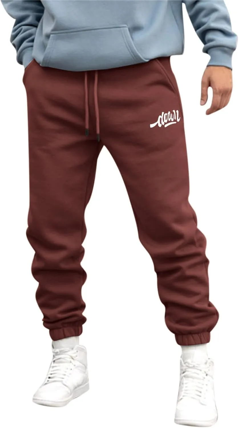 Mens Autumn and Winter High Street Fashion Leisure Loose Sports Running Solid Color Lace Up Pants Sweater Sport