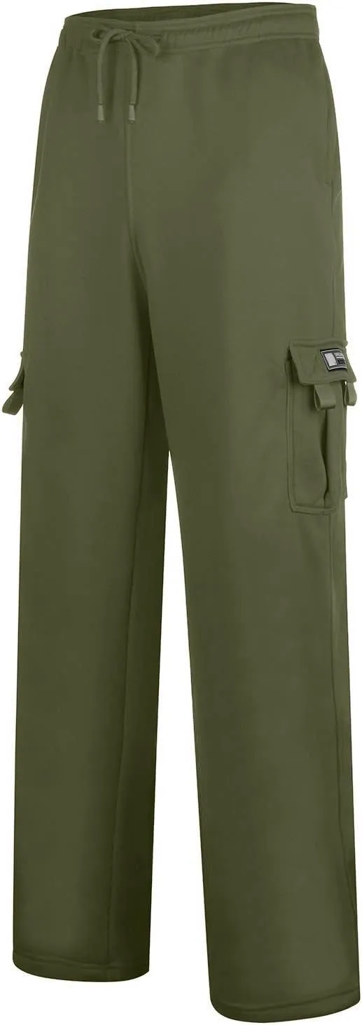 Mens Baggy Cargo Pants Elastic Waist Open Bottom Sweatpants Loose Fit Lightweight Hiking Work Pant Multi Pockets