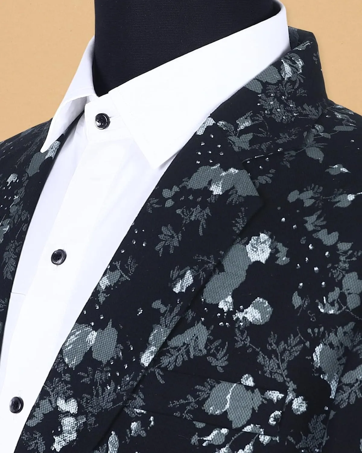 Men's Blazer 2 Button Long Sleeve Printed Regular Fit Suit Jacket Business Lightweight Casual Sport Coat