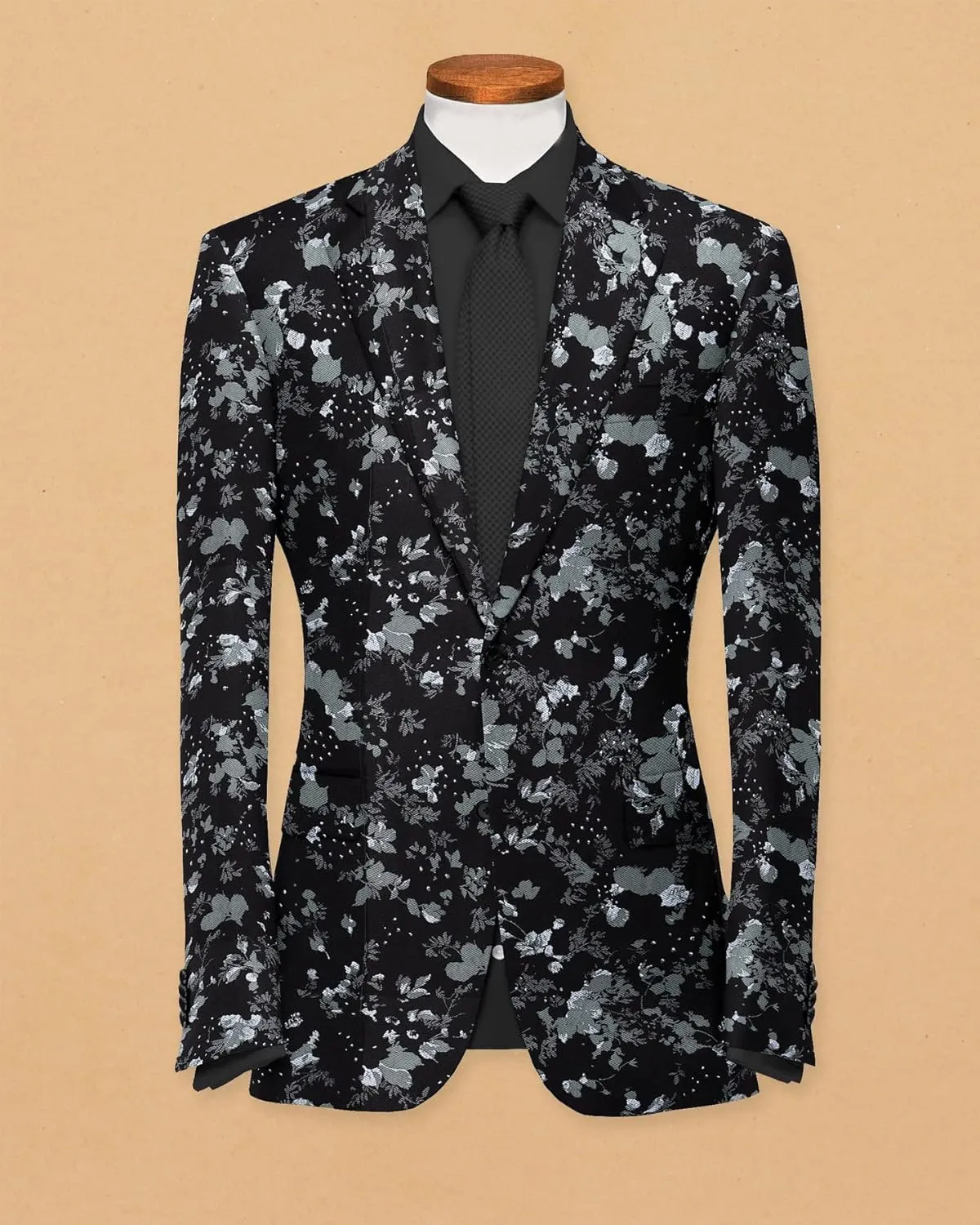 Men's Blazer 2 Button Long Sleeve Printed Regular Fit Suit Jacket Business Lightweight Casual Sport Coat