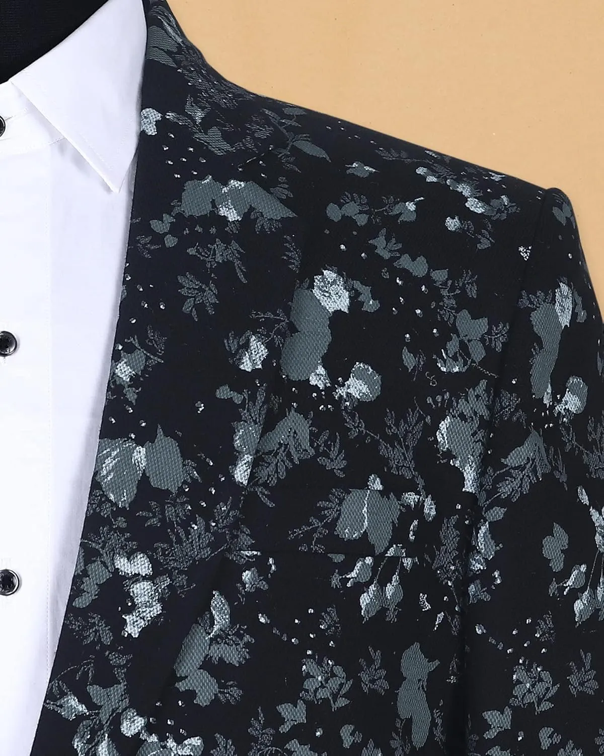Men's Blazer 2 Button Long Sleeve Printed Regular Fit Suit Jacket Business Lightweight Casual Sport Coat