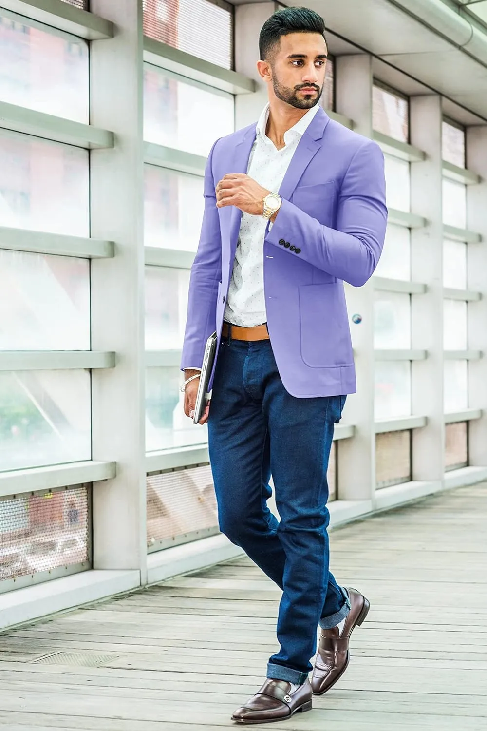 Men's Blazer 2 Button Long Sleeve Regular Fit Suit Sport Coat Jacket Business Casual Lightweight Sport Coat