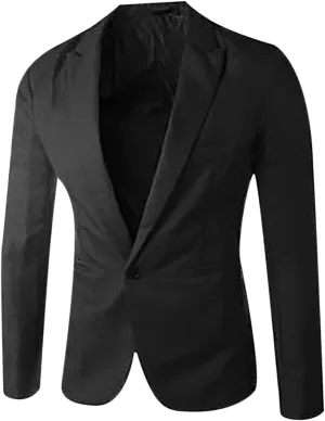 Men's Blazers Slim Fit Business Sport Coat One Button Solid Lightweight Suit Jacket for Wedding Party