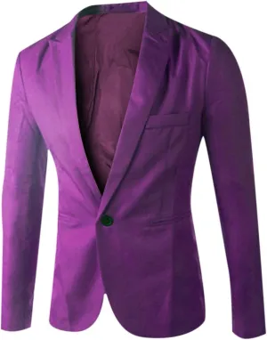 Men's Blazers Slim Fit Business Sport Coat One Button Solid Lightweight Suit Jacket for Wedding Party