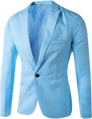 Men's Blazers Slim Fit Business Sport Coat One Button Solid Lightweight Suit Jacket for Wedding Party