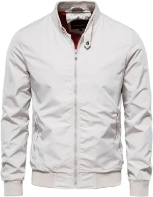 Mens Bomber Jackets Lightweight Windbreaker Fashion Solid Sports Zipper Stand Collar Winter Coat with Pockets