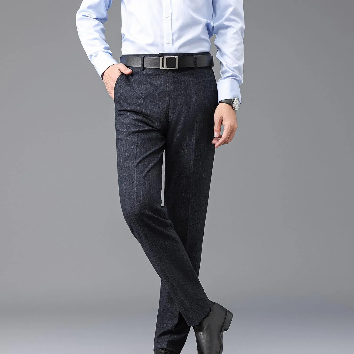 Mens Business Casual Pants Relaxed Fit Regular Fit Stretch Straight Leg Pants Cozy Slim Fit Work Casual Work Pants