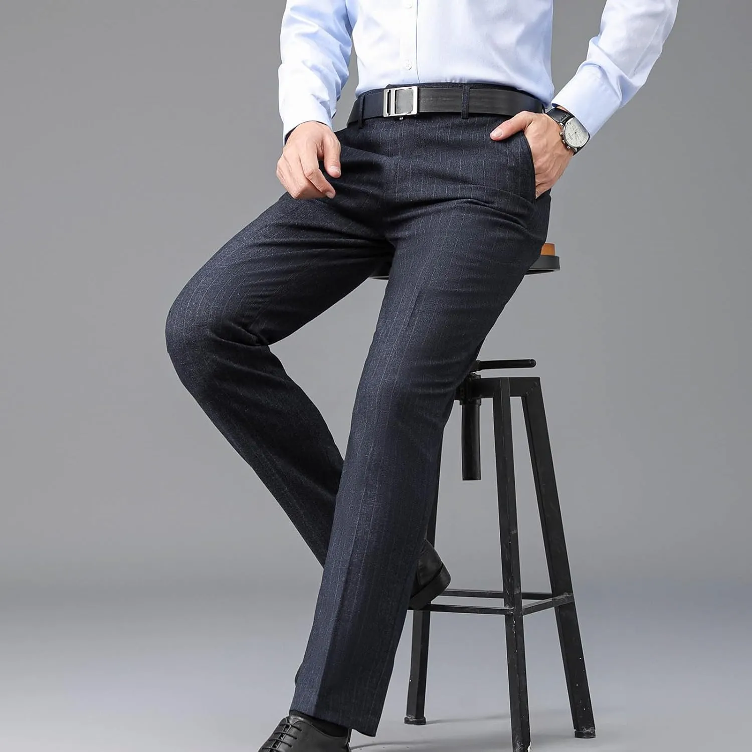 Mens Business Casual Pants Relaxed Fit Regular Fit Stretch Straight Leg Pants Cozy Slim Fit Work Casual Work Pants