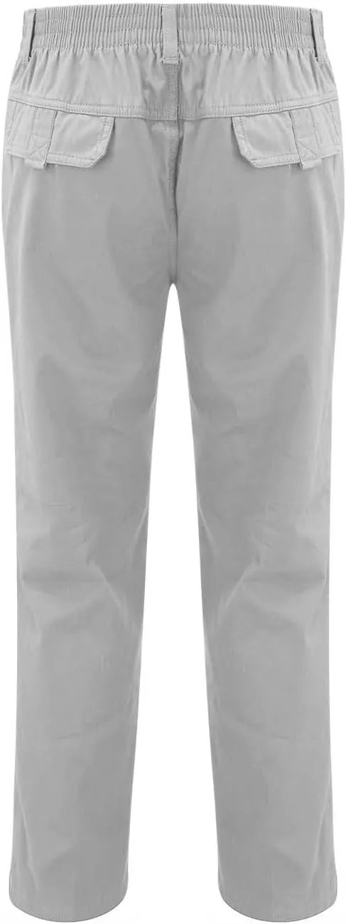 Mens Casual Cargo Pants Loose Fit Open Bottom Outdoor Hiking Pants for Men Elastic Waist Straight Leg Work Trousers