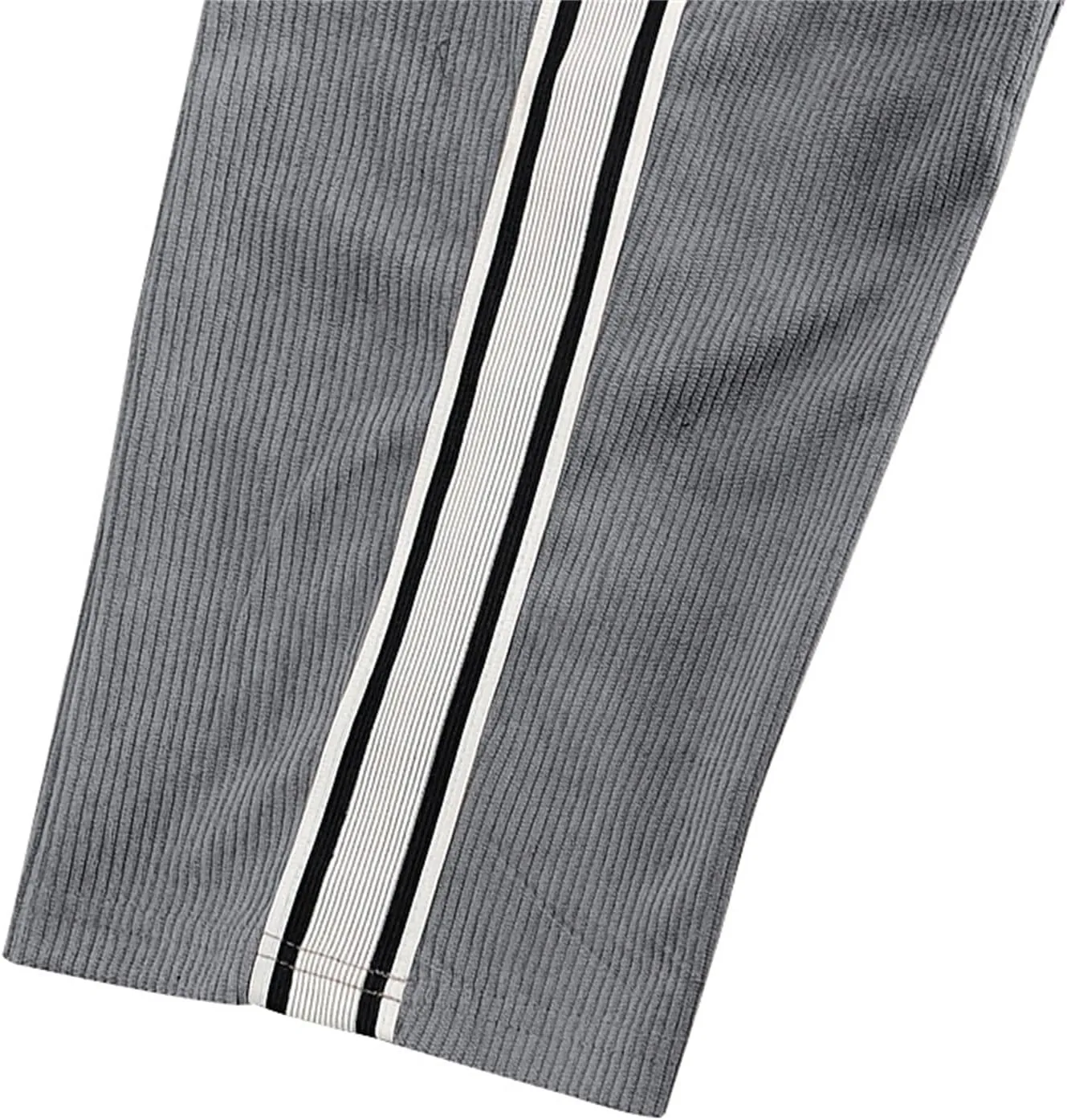 Men's Casual Corduroy Pants Loose Wide Leg Striped Pants Fashion Elastic Waist Drawstring Baggy Sweatpants Slacks