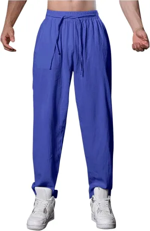 Mens Casual Pants Lightweight Sport Yoga Beach Pants Workout Hiking Joggers Holiday Lounge Trousers with Pocket Chino Pants Men