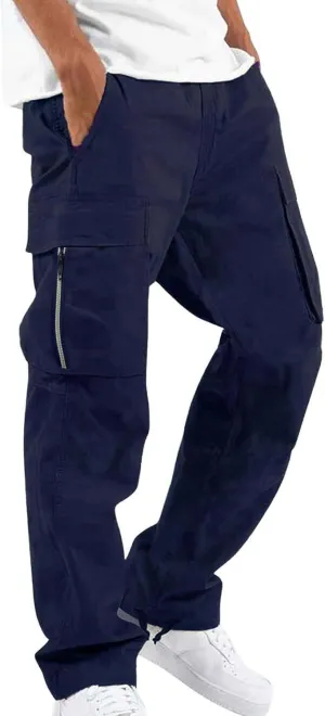 Men's Causal Cargo Pants Athletic Trousers Outdoor Fitness Pants Sweatpants Loose Fit Hiking Joggers with Pockets