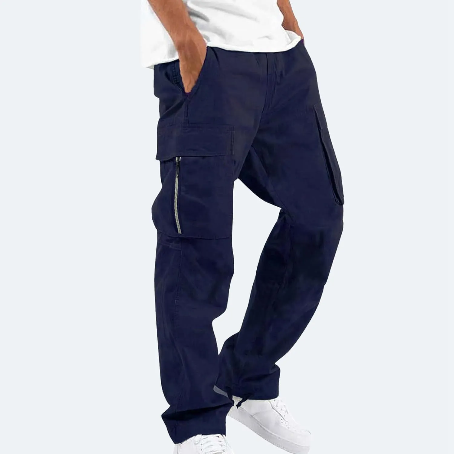 Men's Causal Cargo Pants Athletic Trousers Outdoor Fitness Pants Sweatpants Loose Fit Hiking Joggers with Pockets