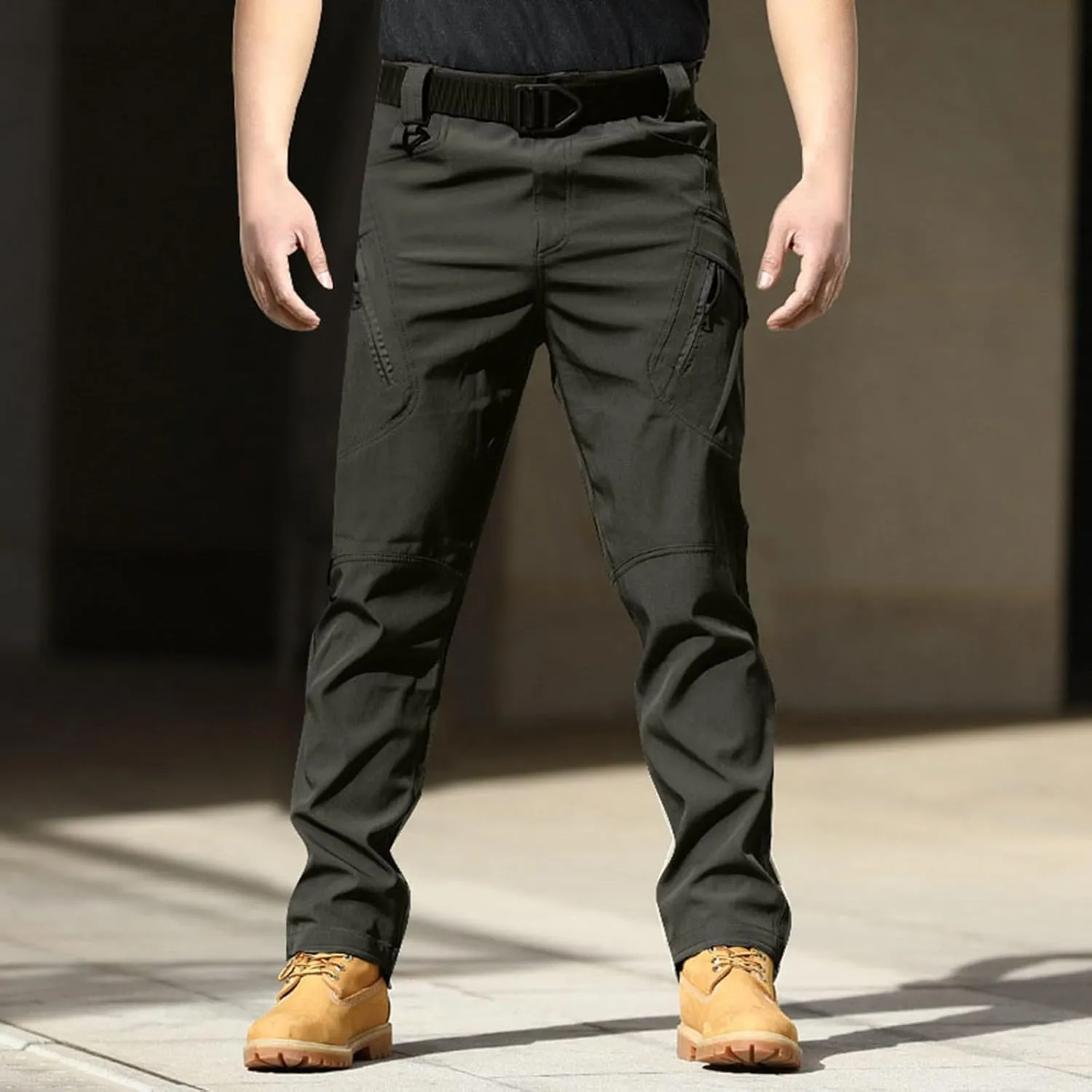Mens Causal Cargo Pants Felaxed Fit Trousers Fashion Hiking Joggers Outdoor Wearing Overalls with Multi Pockets