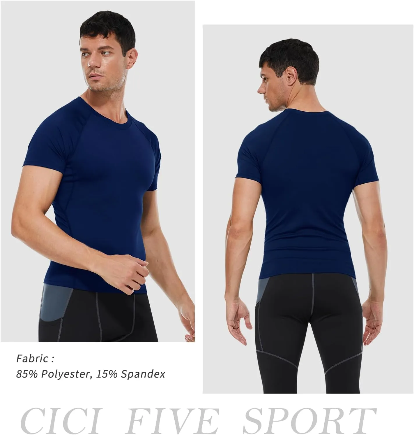 Men's Compression Shirt Short Sleeve Athletic Workout T Shirt Quick Dry Undershirts Baselayer Gym Tops