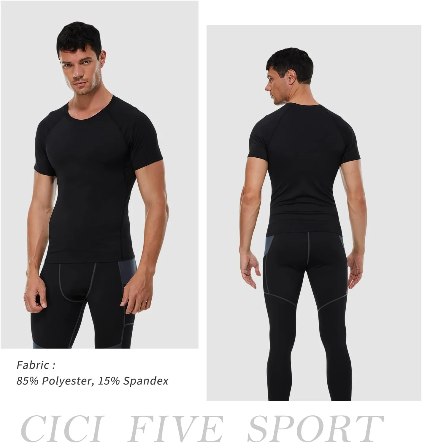 Men's Compression Shirt Short Sleeve Athletic Workout T Shirt Quick Dry Undershirts Baselayer Gym Tops