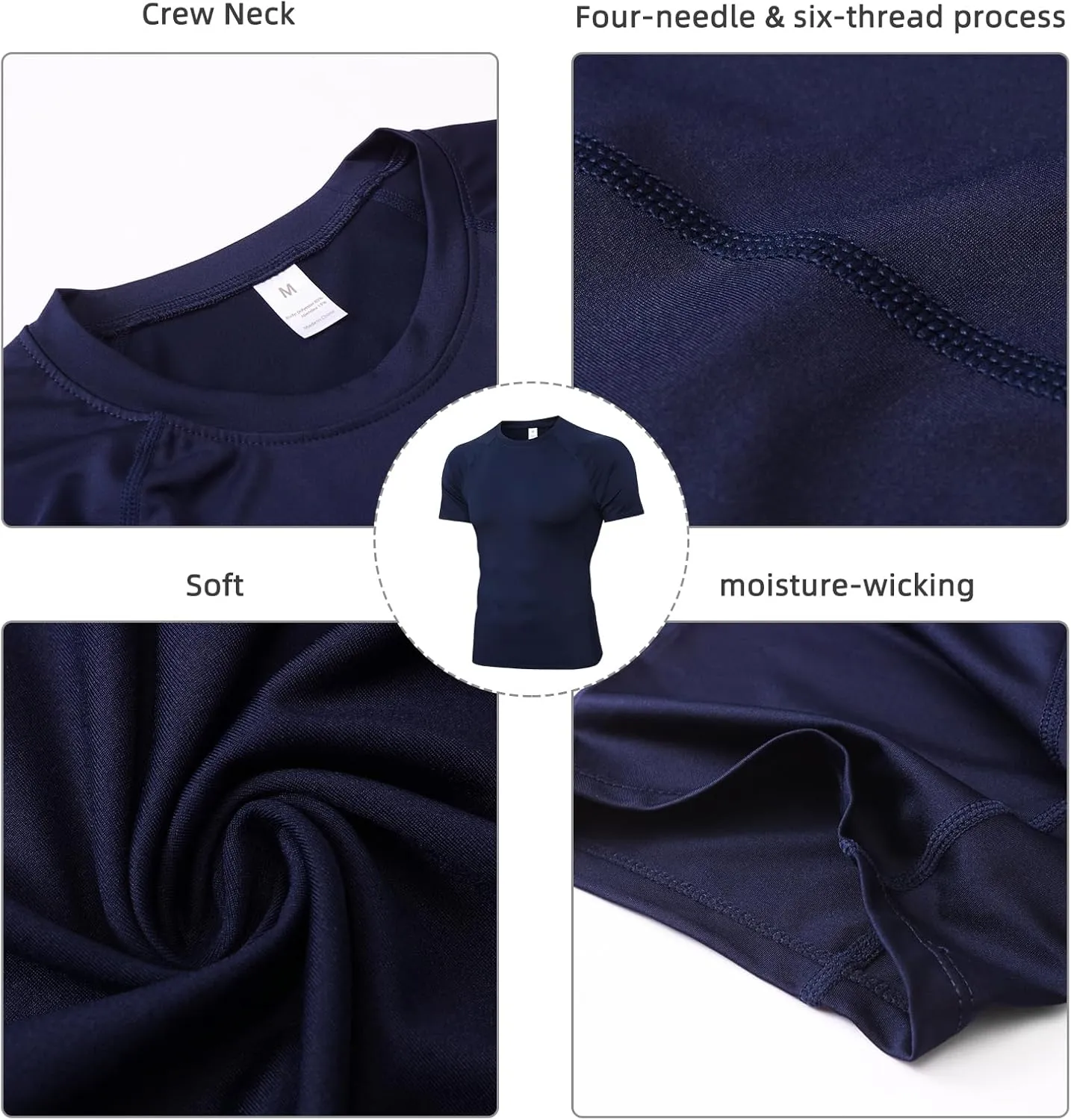 Men's Compression Shirt Short Sleeve Athletic Workout T Shirt Quick Dry Undershirts Baselayer Gym Tops