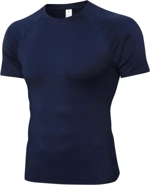 Men's Compression Shirt Short Sleeve Athletic Workout T Shirt Quick Dry Undershirts Baselayer Gym Tops