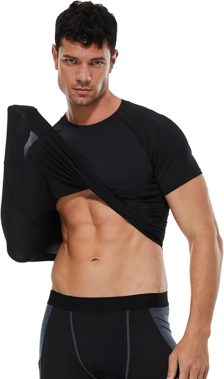 Men's Compression Shirt Short Sleeve Athletic Workout T Shirt Quick Dry Undershirts Baselayer Gym Tops