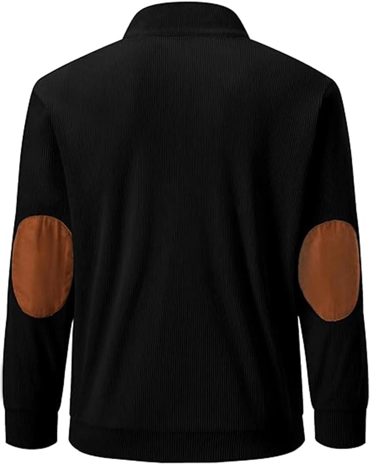 Men's Corduroy Sweatshirt Casual Long Sleeve Stand Collar Button Pullover Sweatshirts with Pockets
