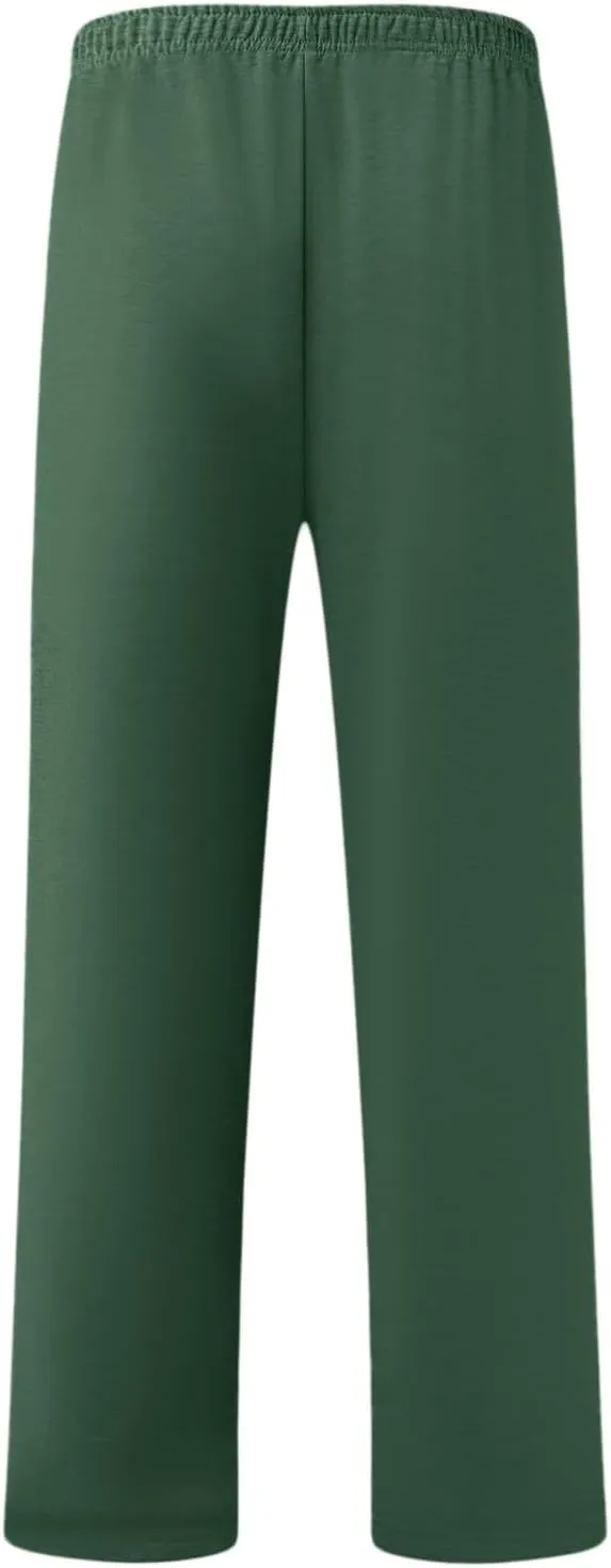 Mens Cotton Pants, Casual Solid Color Elastic Waist Drawstring Pants, Lightweight Summer Beach Trousers with Pockets