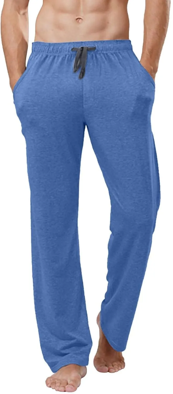 Mens Cotton Yoga Sweatpants Elastic Waist Drawstrings Straight Leg Casual Pants for Men Athletic Fit Jogging Trousers
