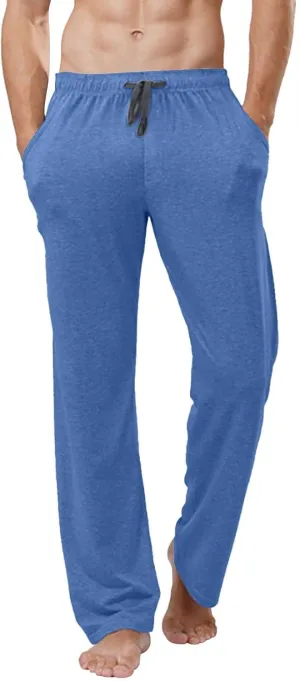 Mens Cotton Yoga Sweatpants Elastic Waist Drawstrings Straight Leg Casual Pants for Men Athletic Fit Jogging Trousers