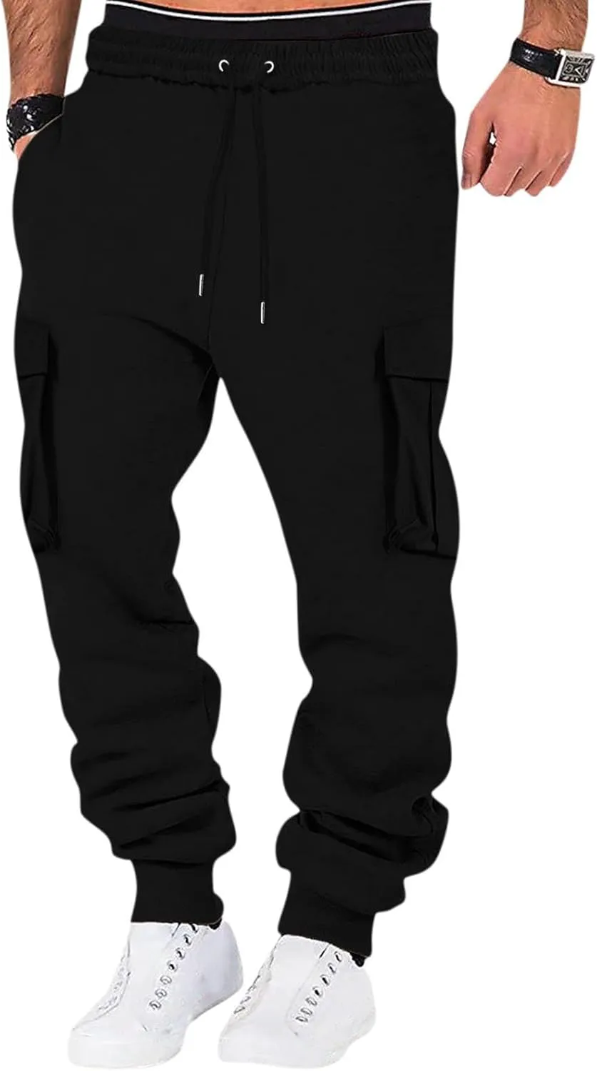 Men's Cotton Yoga Sweatpants Mens Autumn and Winter High Street Fashion Leisure Loose Sports Openbottom Sweatpants