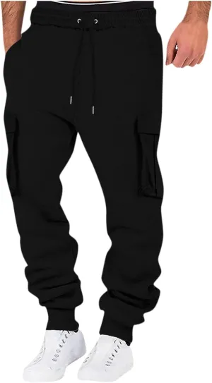 Men's Cotton Yoga Sweatpants Mens Autumn and Winter High Street Fashion Leisure Loose Sports Openbottom Sweatpants