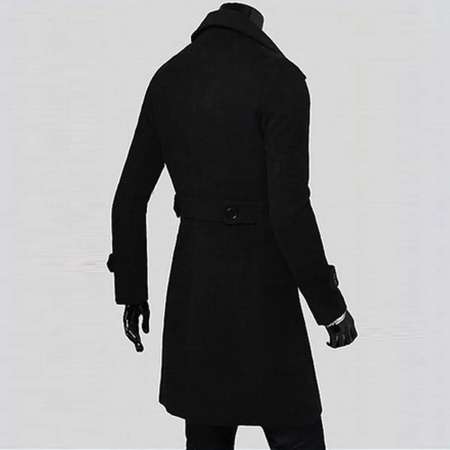 Men's Double Breasted Trench Coat Oversized Casual Windbreaker Lapel Long Jacket Belted Windbreaker Slim Fit Overcoat
