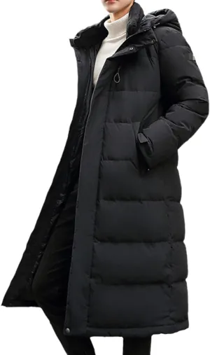 Men's Down Jacket Long Parka Coat White Duck Down Coat Winter Coat White Jacket Hooded Coat