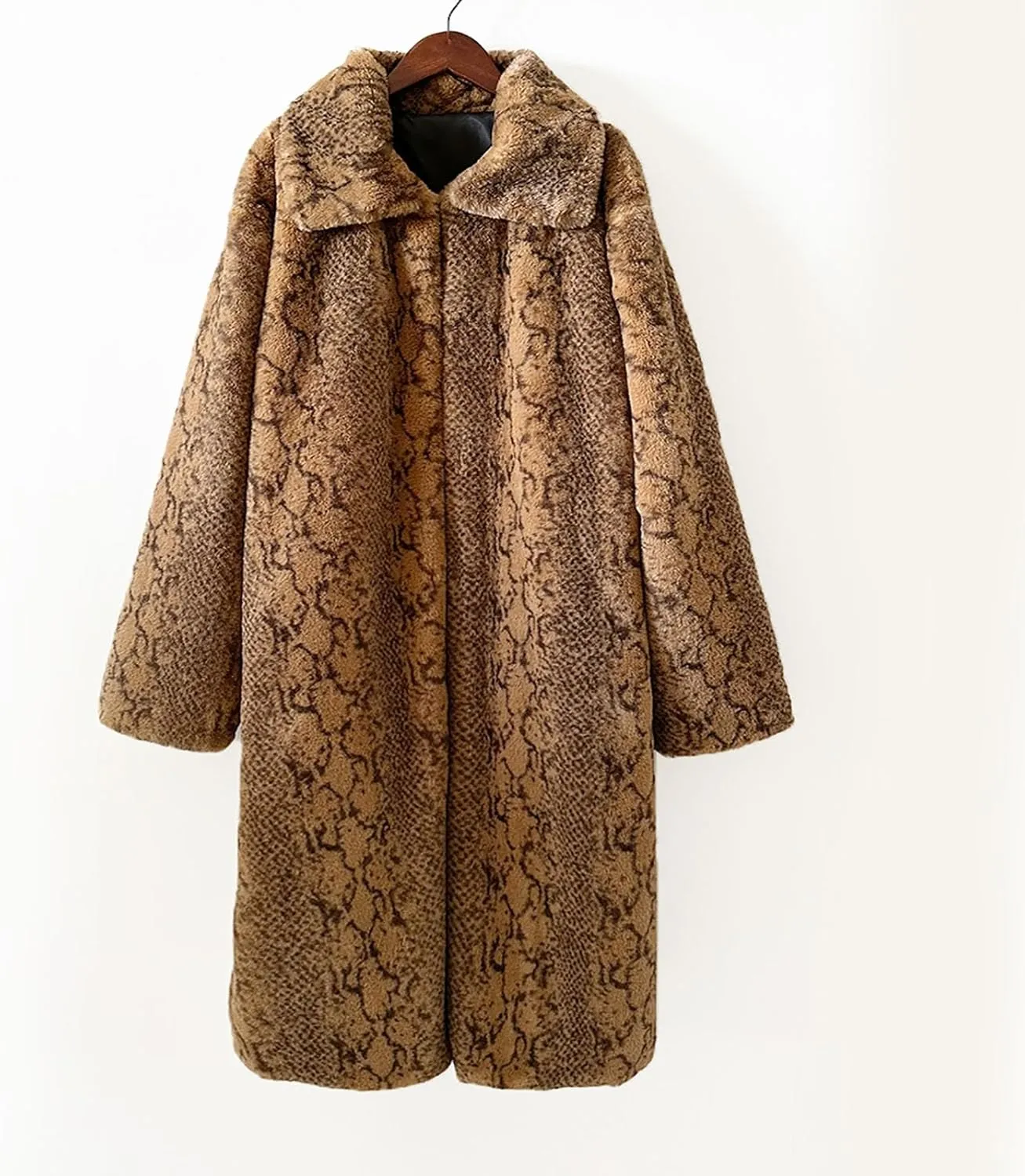 Men's Faux Fur Coat Jacket, Winter Fluffy Coat Outwear Long Parka Overcoat, Turn Down Open Front Coat Halloween