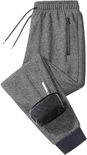 Men's Fleece Lined Pants Tapered Joggers Sweatpants with Zip Pockets Slim Fit Pants Workout Running Gym Sweat Pants