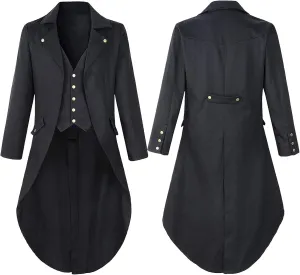 Men's Gothic Vintage Long Jacket Retro Punk Steampunk Wind Cloak Cardigan Long Trench Coats Renaissance Tuxedo Jackets