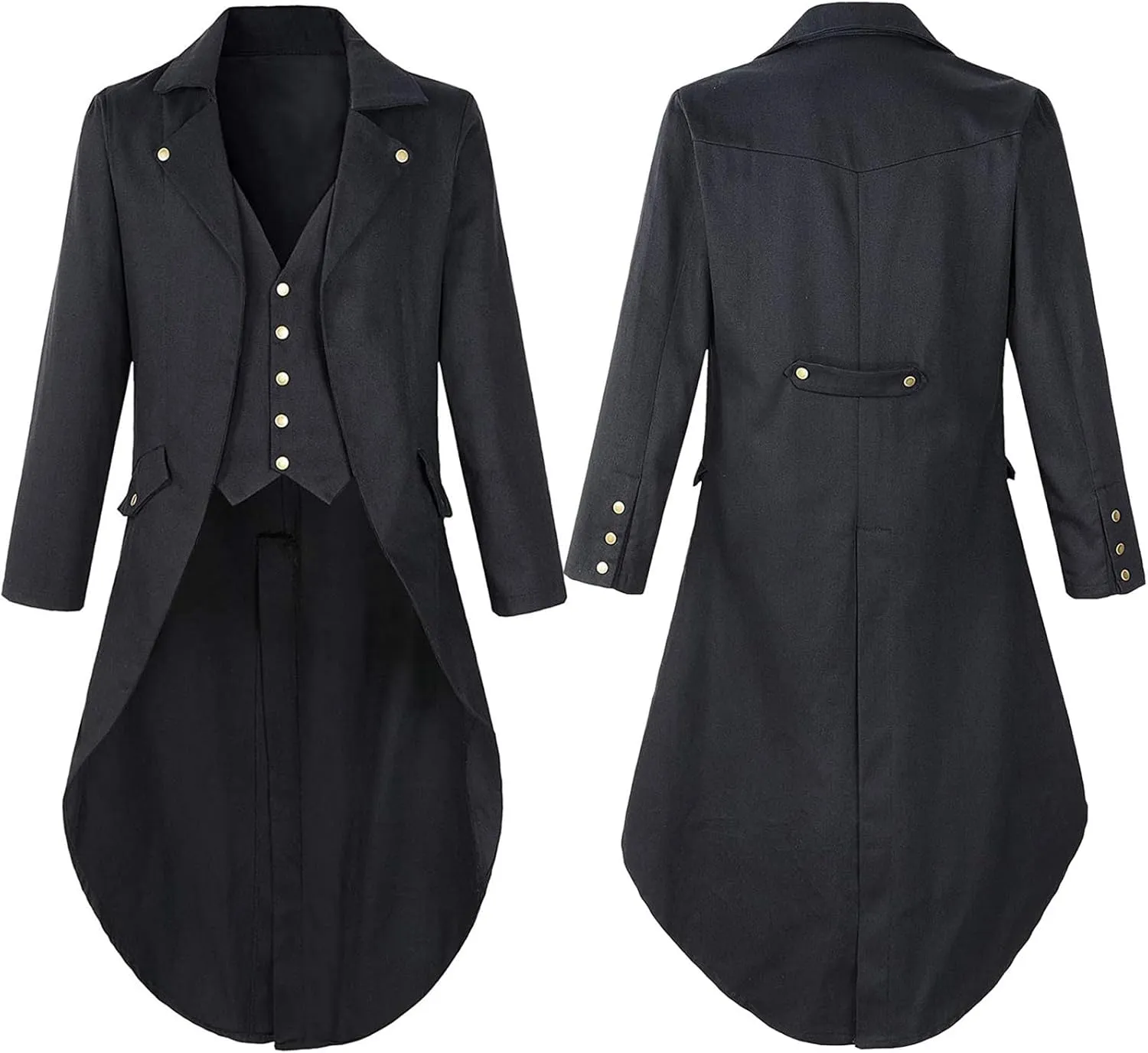 Men's Gothic Vintage Long Jacket Retro Punk Steampunk Wind Cloak Cardigan Long Trench Coats Renaissance Tuxedo Jackets