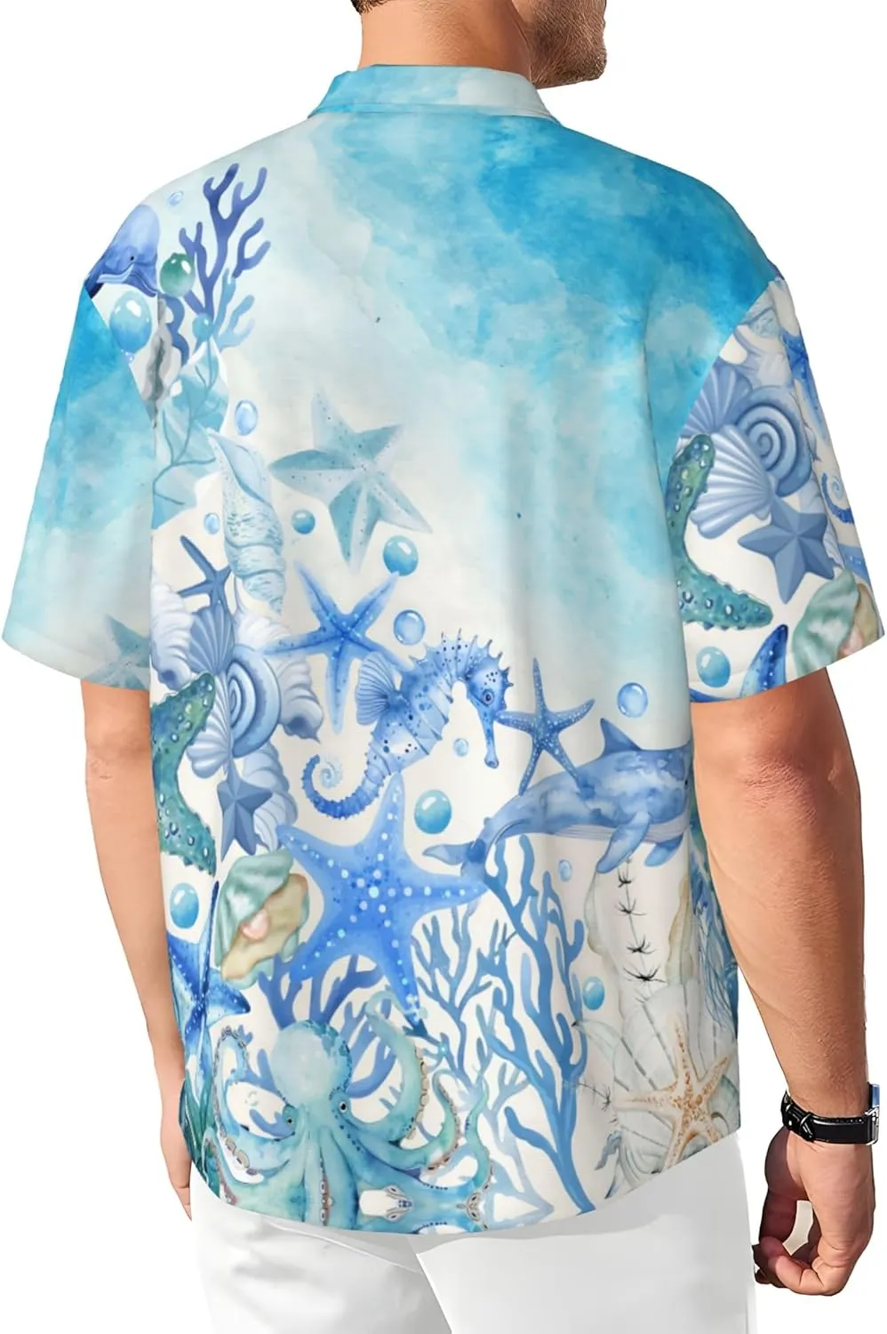 Men's Hawaiian Beach Shirt, Short Sleeve Shirts for Men, Quick-Dry Button Up Shirt