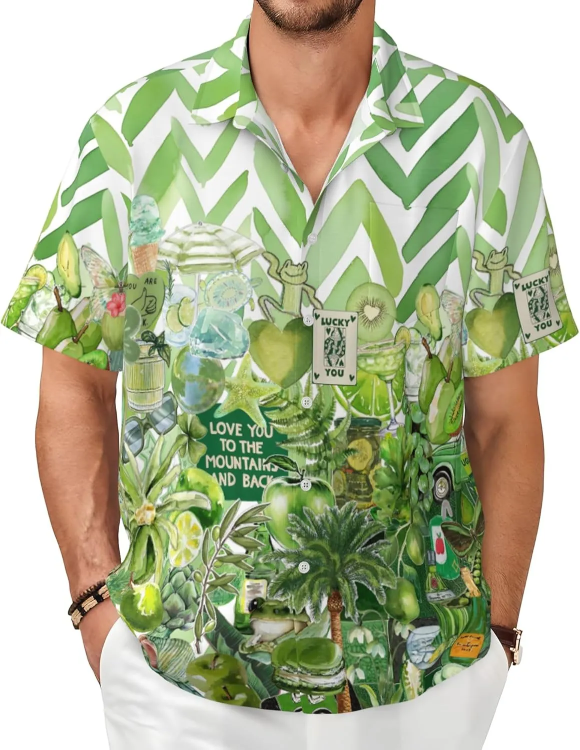 Men's Hawaiian Beach Shirt, Short Sleeve Shirts for Men, Quick-Dry Button Up Shirt