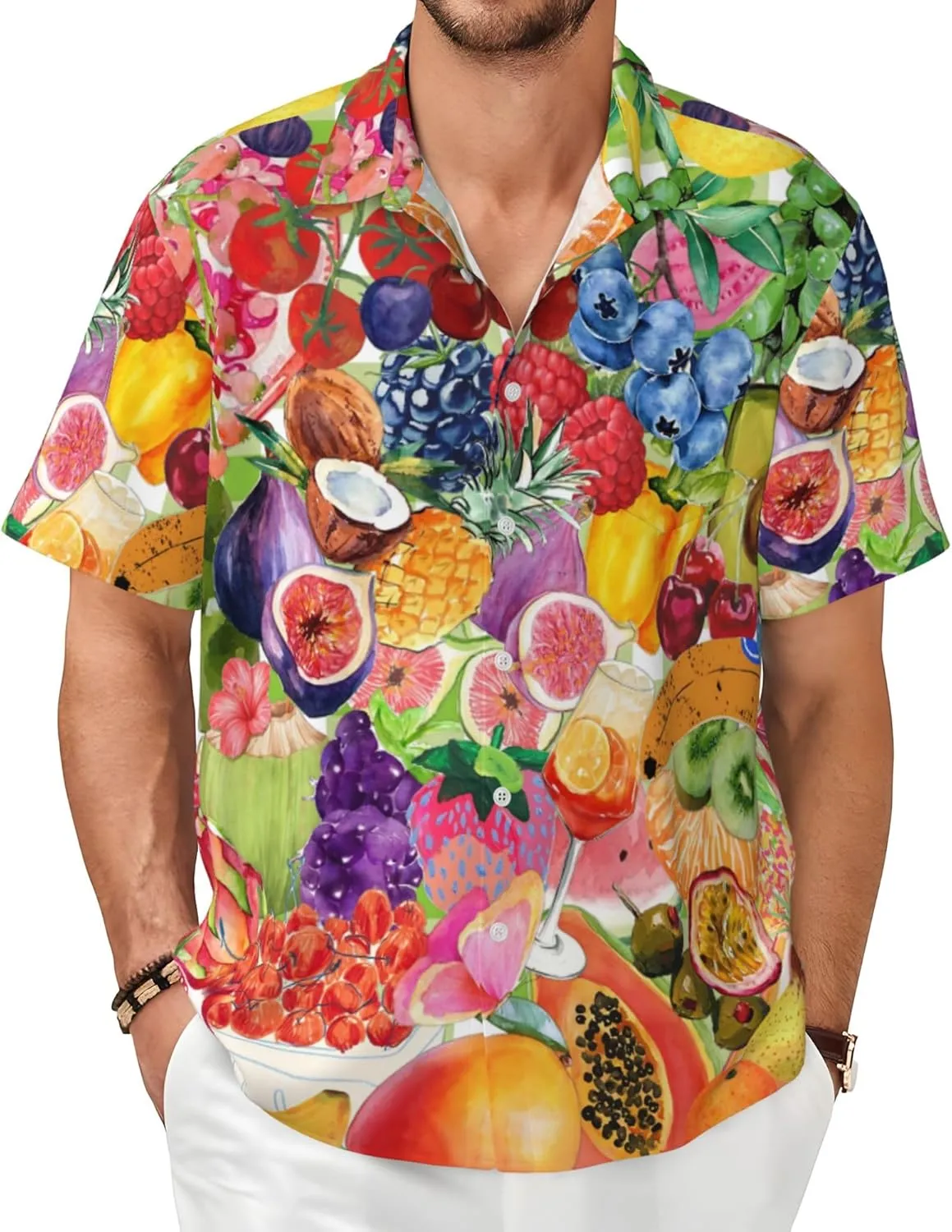 Men's Hawaiian Beach Shirt, Short Sleeve Shirts for Men, Quick-Dry Button Up Shirt