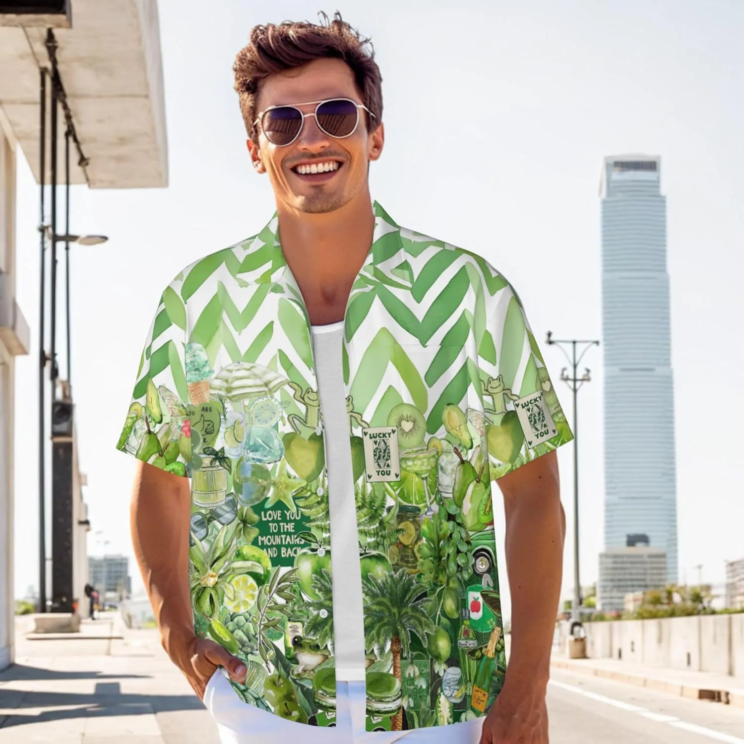 Men's Hawaiian Beach Shirt, Short Sleeve Shirts for Men, Quick-Dry Button Up Shirt