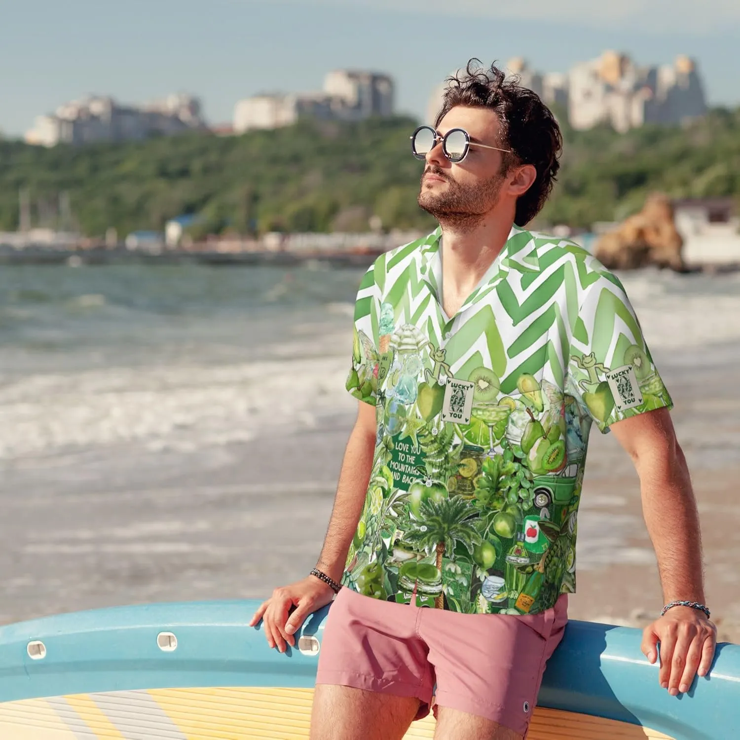 Men's Hawaiian Beach Shirt, Short Sleeve Shirts for Men, Quick-Dry Button Up Shirt